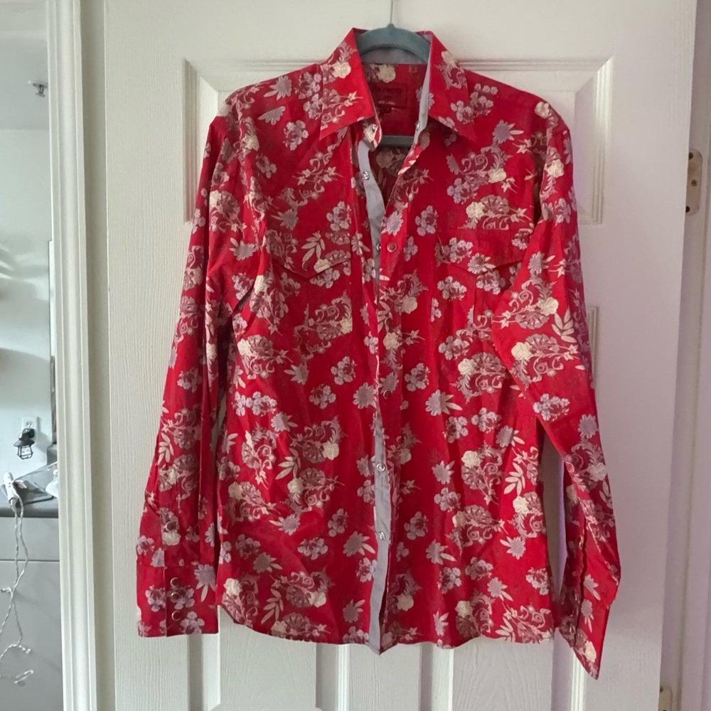 Patrons of Peace Red Floral Long Sleeve Shirt